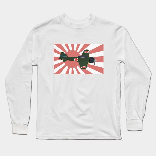 Japanese WWII Zero Fighter Plane Long Sleeve T-Shirt by NorseTech